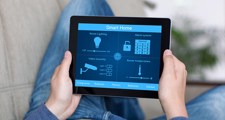 The ability to access and control security components from a mobile device is one of the top smart home trends in Indianapolis. Close-up of smart home security app.